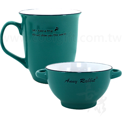 安妮兔蔚藍陶瓷咖啡杯碗組